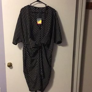 Polka Dot Twist Front Plus Dress